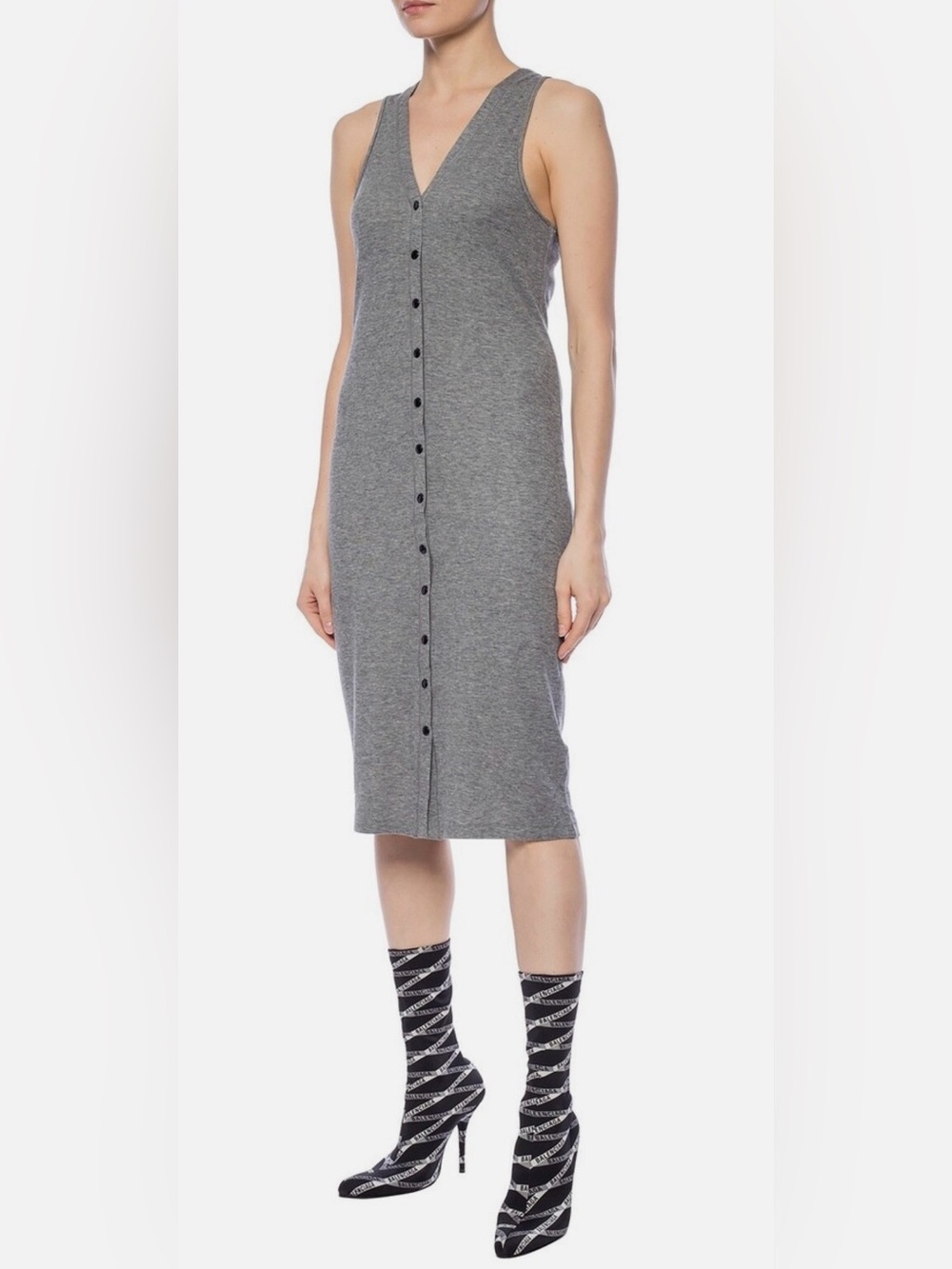 Rag Bone Ribbed Tank Dress Heather Grey Midi cotton button down Medium